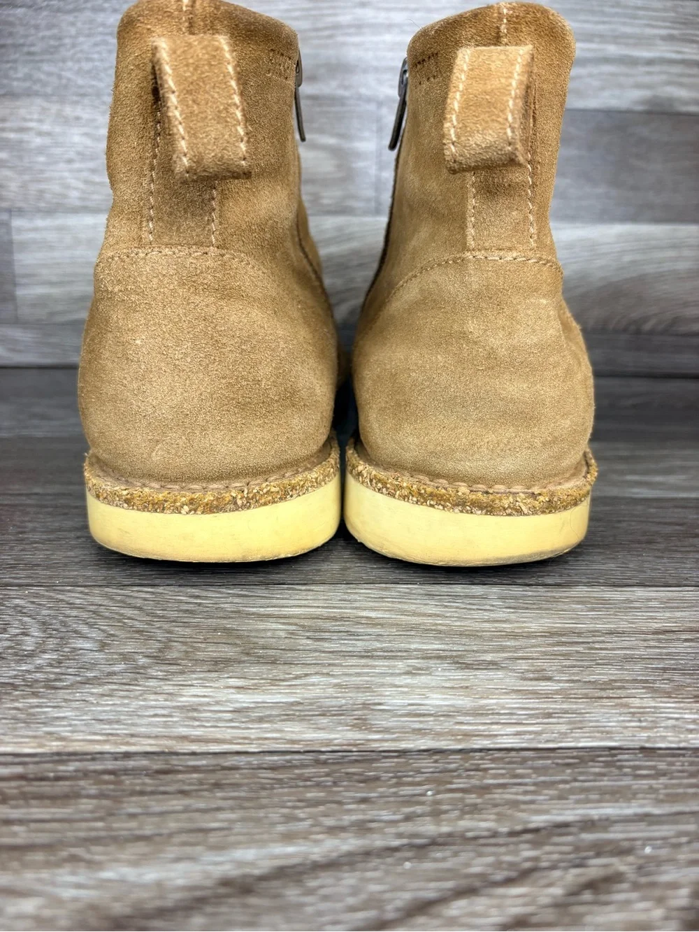 Birkenstock Melrose Tan Suede Zip Up Ankle Boot Plaid Lining Women’s Sz 40 or 9